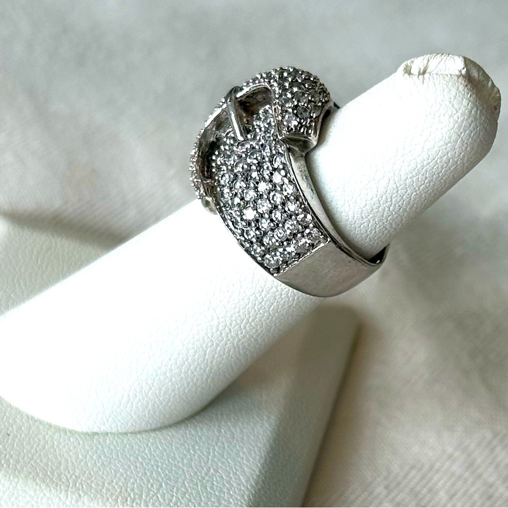 Vintage Silver Diamond Buckle Ring Size 5 - Picture 3 of 9